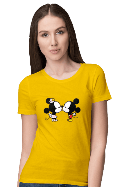 Футболка женская с принтом 38. Mickey mouse, minnie mouse, дисней, микки, микки маус, минни маус, мультфильм. 2070702