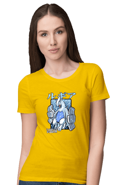 Women's t-shirt with prints Pokemon Lugia. Anime, games, lugia, nintendo, pokemon, pokemon go. 2070702