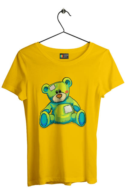 Футболка жіноча з принтом "Плюшевий ведмедик". Cute, patches, teddy, teddy bear, vintage, ведмедик, іграшка, плюшевий ведмедик, подарунок. 2070702