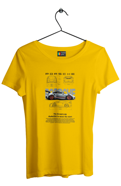 Women's t-shirt with prints Porsche 911 GT3 RS. Auto, automobile, car, porsche, porsche 911, sport, sports car. 2070702