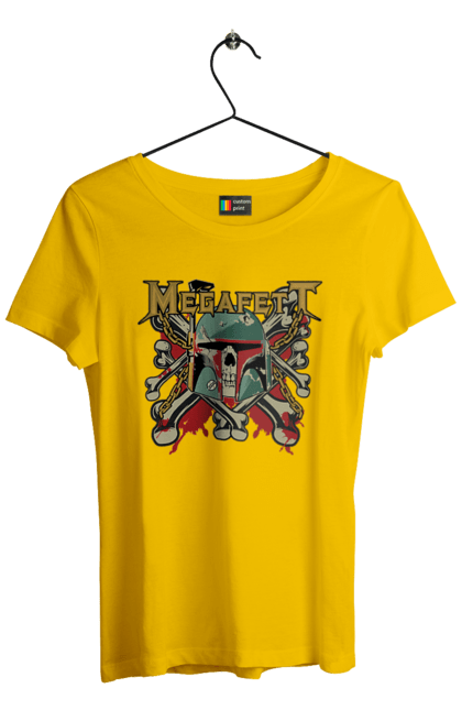 Women's t-shirt with prints Megafett. Bob fett, boba fett, clone, head hunter, megadeth, megafett, star wars. 2070702