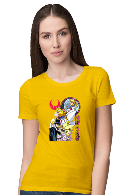 Women's t-shirt with prints Sailor Moon. Anime, drama, magical girl, sailor moon, tv series, usagi tsukino. 2070702