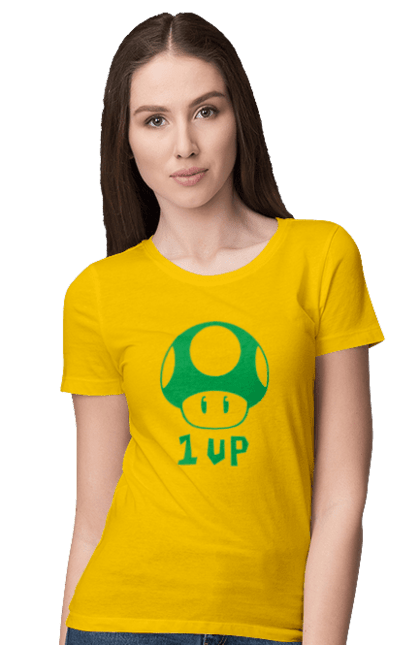 Women's t-shirt with prints 1UP Mario. Character, game, mario, mario bros, nintendo. 2070702