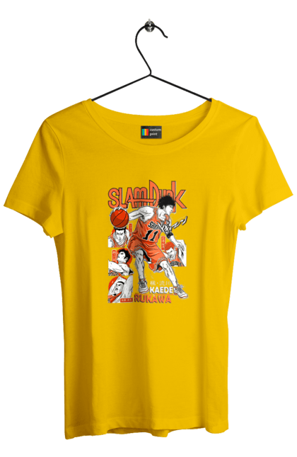 Women's t-shirt with prints Slam Dunk Kaede Rukawa. Anime, basketball, comedy, kaede rukawa, manga, school, shonen, slam dunk, sports anime. 2070702