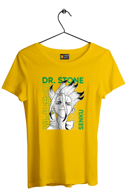 Футболка жіноча з принтом "Dr. Stone Сенку". Dr. stone, ishigami, senku, senku ishigami, аніме, доктор стоун, ісіґамі, ісіґамі сенку, манга, сенку. 2070702