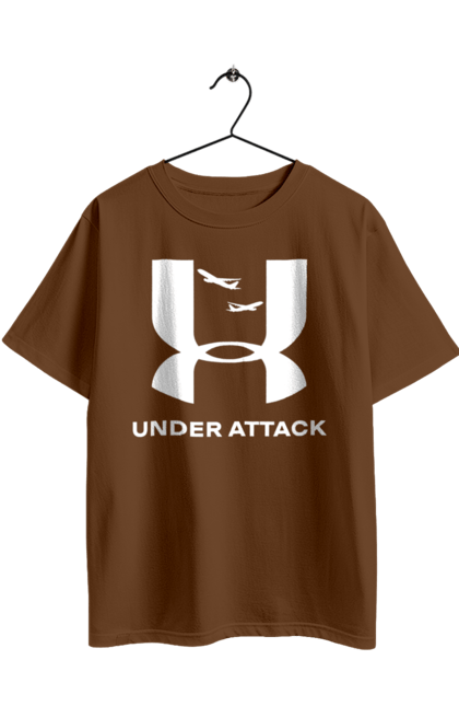 Футболка оверсайз з принтом "Under Attack white". Андер армор, бренди, гумор, приколи, прикольні, ундер армор. 2070702