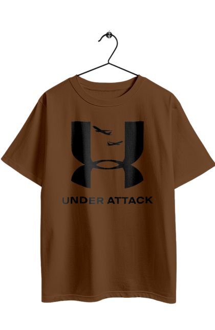 Футболка оверсайз з принтом "Under Attack black". Андер армор, бренди, гумор, приколи, прикольні, ундер армор. 2070702