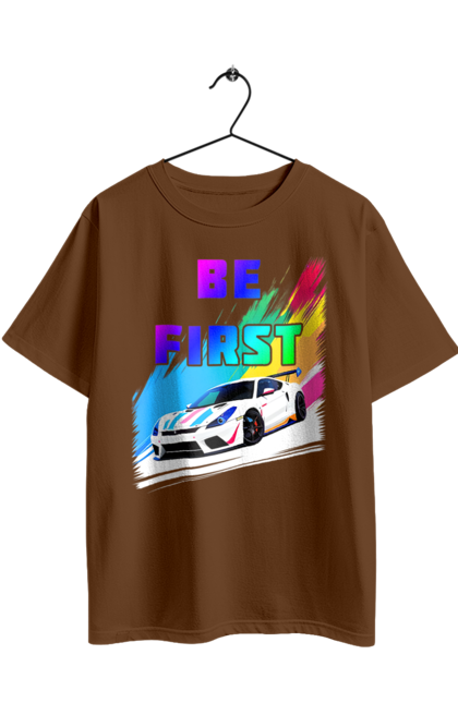 Футболка оверсайз з принтом "Гонка". Автомобільний, гонка, спортивна машина, спортивний автомобіль. 2070702