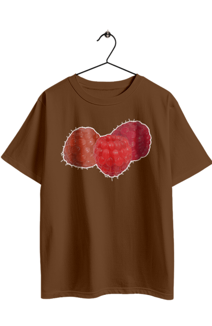 Футболка оверсайз з принтом "Малина". Веган, вегетаріанець, делікатес, дієта, їжа, літо, малина, плід, смачно, стигла, червона, ягода. 2070702