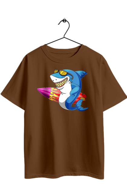 Футболка оверсайз с принтом Акула В Очках С Серфингом. Акула, лето, очки, серфинг. 2070702