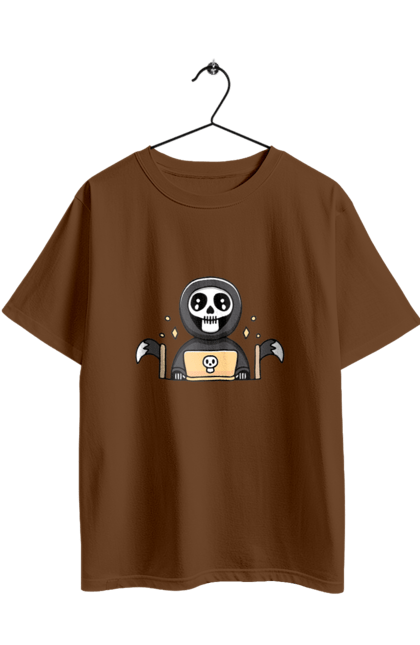 Футболка оверсайз з принтом "Темний розробник програміст". Brain, geek, linux, php, ай ти, ай ті, баг, геймер, гік, гра в кальмара, де баг, код, лаптоп, лінукс, пранк, програміст, розробник, смерть, сміх, смішне, ютер. 2070702