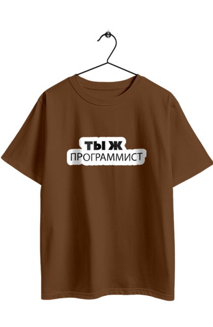 Футболка оверсайз з принтом "Ти ж програміст". Angular, c, css, html, it, javascript, jquery, php, python, react, svelt, vue, айтишник, айті, гумор, код, кодувати, прогер, програміст, програмісти, ти ж, ти ж програміст, тиж програміст. 2070702