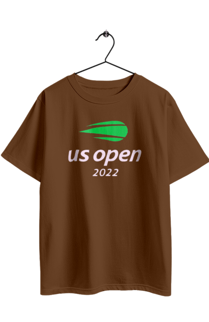 Футболка оверсайз з принтом "Тенісний турнір US Open 2022". Великий теніс, відкритий чемпіонат, гравці, м`яч, нью йорк, призовий фонд, ракетка, турнірна сітка, хард, чемпіонат америки. 2070702