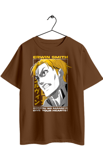 Oversized t-shirt with prints Attack on Titan Erwin. Anime, attack on titan, erwin, erwin smith, manga, shingeki no kyojin, survey corps. 2070702