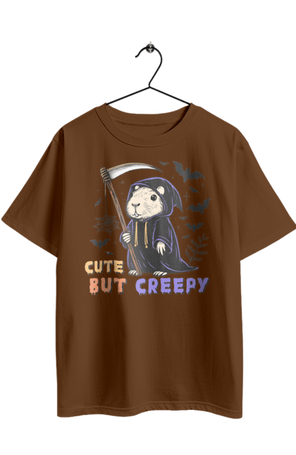 Футболка оверсайз з принтом "Капібара". Capybara, halloween, водосвинка, гарбуз, гризун, капібара, свято, тварина, хелловін. 2070702