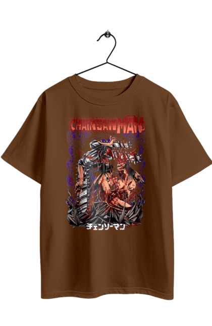 Футболка оверсайз з принтом "Людина Бензопила". Anime, chainsaw man, denji, manga, pochita, аніме, денджі, людина-бензопила, манга, почіта. 2070702