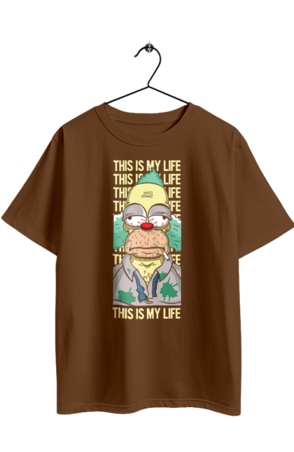Oversized t-shirt with prints THIS IS MY LIFE KRUSTY plus. Clown, krusty, krusty the clown, simpsons. 2070702