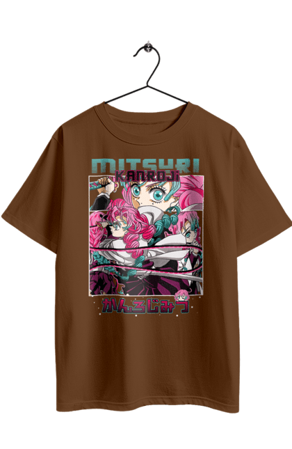 Футболка оверсайз з принтом "Винищувач Демонів Міцурі". Demon slayer, kimetsu no yaiba, mitsuri, mitsuri kanroji, аніме, винищувач демонів, манга, міцурі, міцурі канроджи, серіал. 2070702