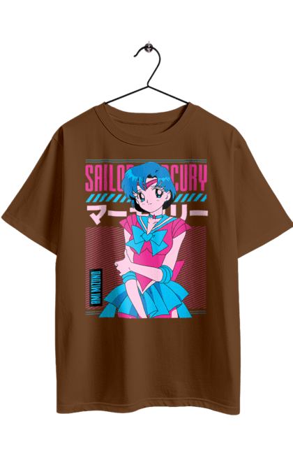 Футболка оверсайз с принтом Сейлор Мун Меркурий. Ami mizuno, sailor mercury, sailor moon, ами мидзуно, аниме, драма, махо-сёдзё, сейлор мун, сериал\. 2070702
