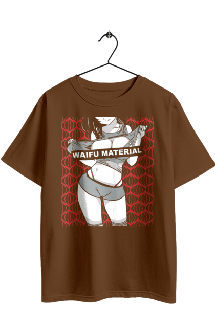 Футболка оверсайз с принтом Вайфу. Waifu, аниме, видеоигра, вымышленный персонаж, грудь, девушка, манга, персонаж, тело. 2070702