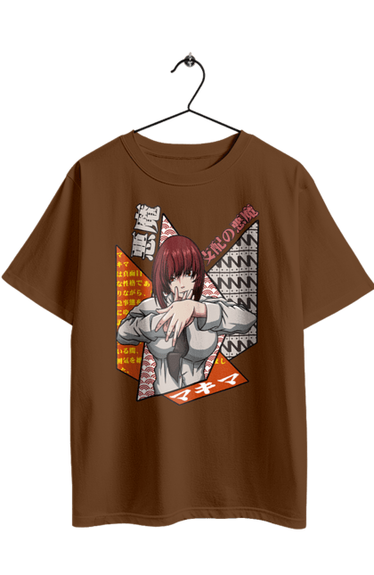 Футболка оверсайз з принтом "Людина Бензопила Макіма". Anime, chainsaw man, makima, manga, аніме, людина-бензопила, макіма, манга. 2070702