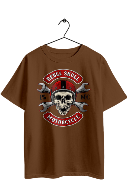 Oversized t-shirt with prints skull motorist. Amateur, helmet, motorcycle, skull. 2070702