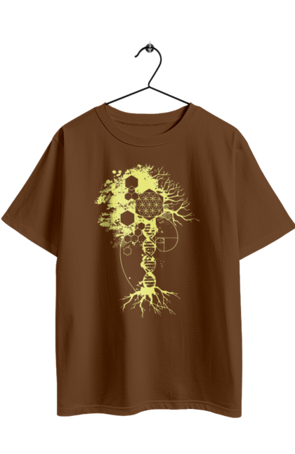 Футболка оверсайз з принтом "Древо життя". Божественна суть, ген, дерево життя, днк, макромолекула, мова світобудови, насіння життя, сакральна геометрія, число бога, число фібоначчі. 2070702