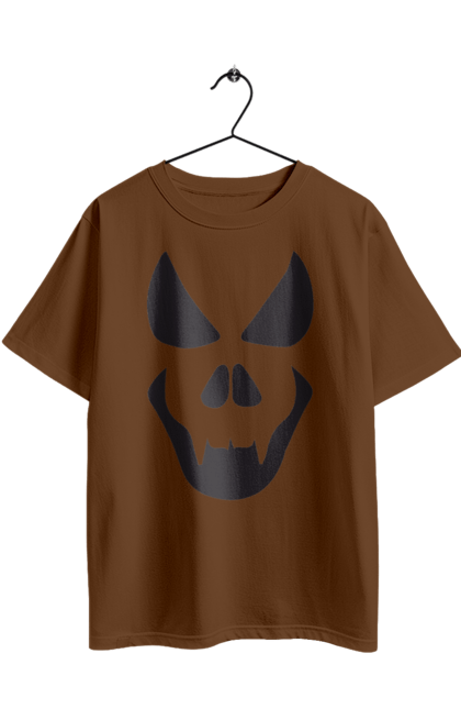 Футболка оверсайз з принтом "Гарбузове обличчя на Хелловін". 31 жовтня, halloween, гарбуз, гелловін, жовтень, капощі, ласощі, лякати, свято, хелловін. 2070702