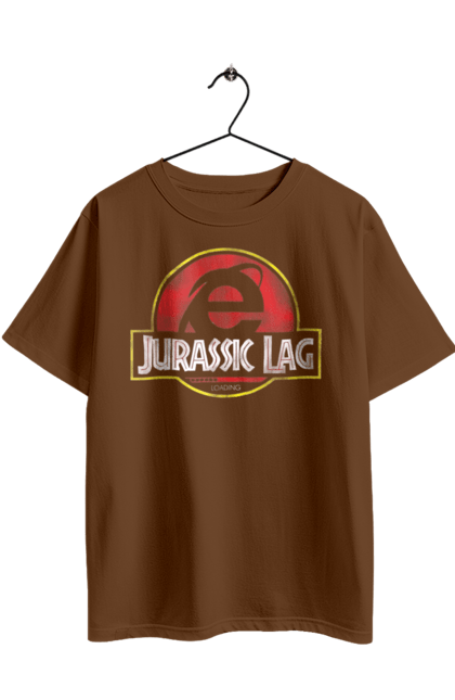 Oversized t-shirt with prints Jurassic lag. Antiquity, browser, ie, internet explorer, jurassic park, lag, microsoft, not, windows. 2070702