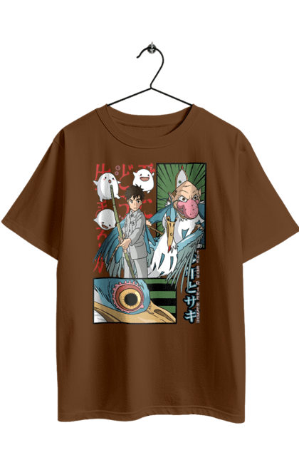 Футболка оверсайз з принтом "Азіатський рай". Studio ghibli, азіатський рай, гіблі, міядзаки, мультфільм, хлопчик і птах, японія. 2070702