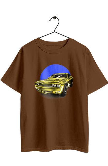 Футболка оверсайз з принтом "Український спорткар". Авто, додж челенджер, маслкар, машина, потужне авто, спорткар, український спорткар, швидкість. 2070702