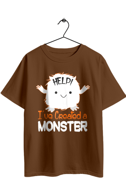 Футболка оверсайз з принтом "Допоможіть! Я створив монстра". Допомога, допоможіть, монстр, свято, створення, хелловін. 2070702