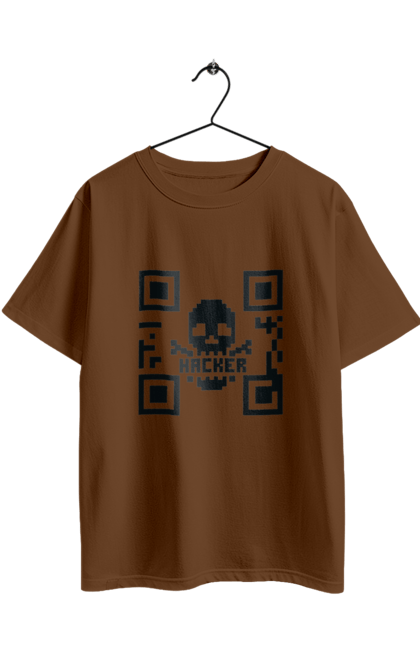 Футболка оверсайз з принтом "Хакер hacker". Geek, hacker, ios, qr code, qr код, ай ті, айтішник, геймер, гік, іт, мем, позитив, пранк, програміст, розробник, хакер. 2070702