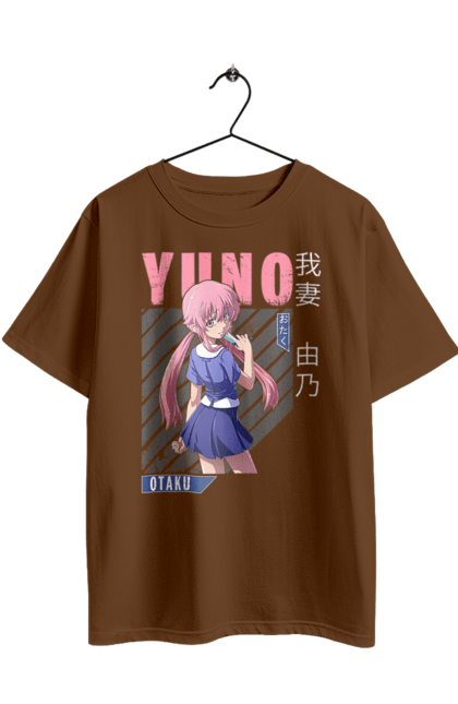 Футболка оверсайз з принтом "Щоденник майбутнього Юно Гасай". Anime, future diary, manga, survival game, yuno gasai, аніме, манга, щоденник майбутнього, юно гасай. 2070702