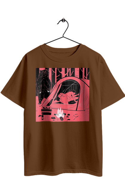 Футболка оверсайз з принтом "69 В Палатці". 69, ведмідь, ліс, палатка, секс. 2070702