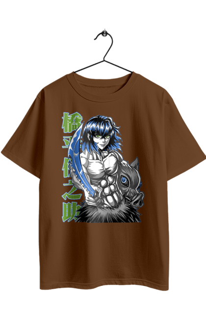 Футболка оверсайз з принтом "Винищувач Демонів Іноске". Demon slayer, inosuke, inosuke hashibira, kimetsu no yaiba, аніме, винищувач демонів, іноске, іноске хашибіра, манга. 2070702