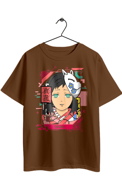 Футболка оверсайз с принтом Клинок Рассекающий Демонов Макомо. Demon slayer, kimetsu no yaiba, makomo, аниме, истребитель демонов, макомо, манга, сериал. 2070702