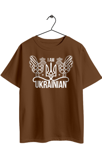 Oversized t-shirt with prints I am Ukrainian. Embroidery, i am ukrainian, like zelensky`s, patriotic. 2070702