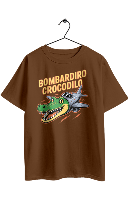 Футболка оверсайз з принтом "Bombardino Crocodilo". Bombardino, bombardino crocodilo, crocodilo, бомбардиро крокодило, бомбардіно крокоділо, крокодил, крокодил літак, крокодил мем, мем бомбардине крокодило, меми. 2070702