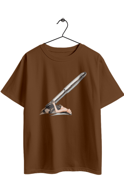 Футболка оверсайз з принтом "Великий Патрон". Дівчина, куля, патрон. 2070702