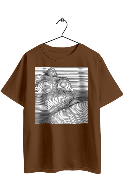 Футболка оверсайз з принтом "Дівчина В Смужку". Гола, сиськи. 2070702