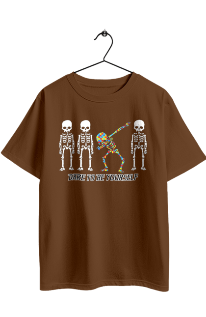 Oversized t-shirt with prints Dare to be yourself. Be yourself, creativity, dancing skeleton, individuality, personality, self-expression, skeleton. 2070702