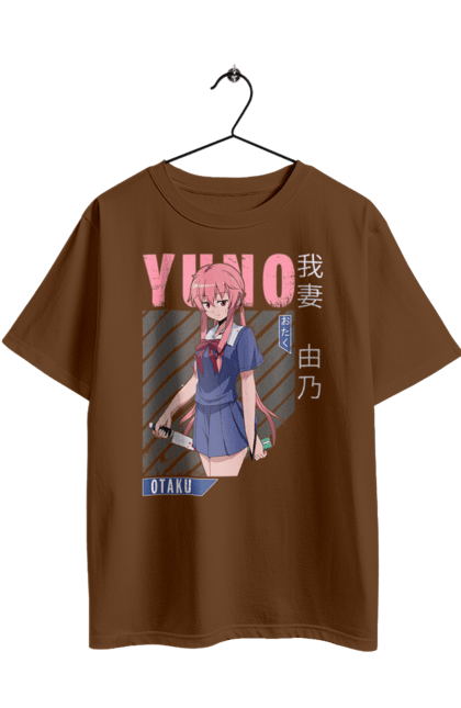 Футболка оверсайз з принтом "Щоденник майбутнього Юно Гасай". Anime, future diary, manga, survival game, yuno gasai, аніме, манга, щоденник майбутнього, юно гасай. 2070702