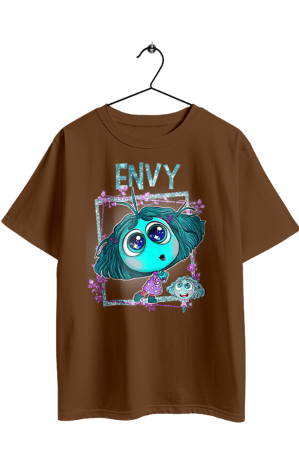 Футболка оверсайз с принтом Головоломка Зависть. Envy, inside out, pixar, головоломка, зависть, мультфильм, эмоции. 2070702