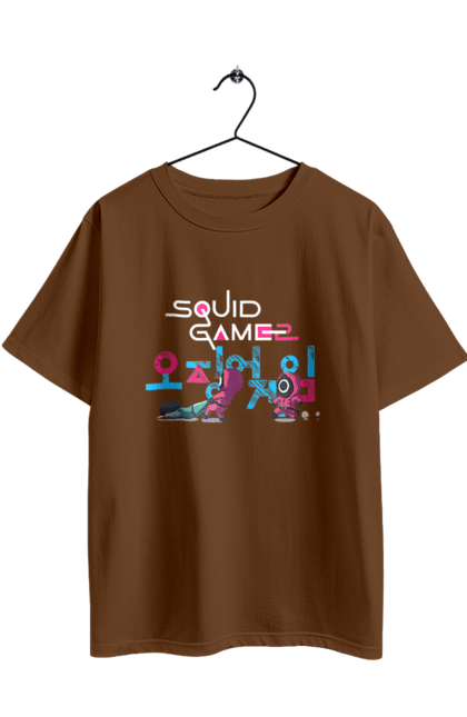 Футболка оверсайз з принтом "Гра в кальмара". Netflix, squid game, гра в кальмара, нетфлікс, охоронець, серіал. 2070702