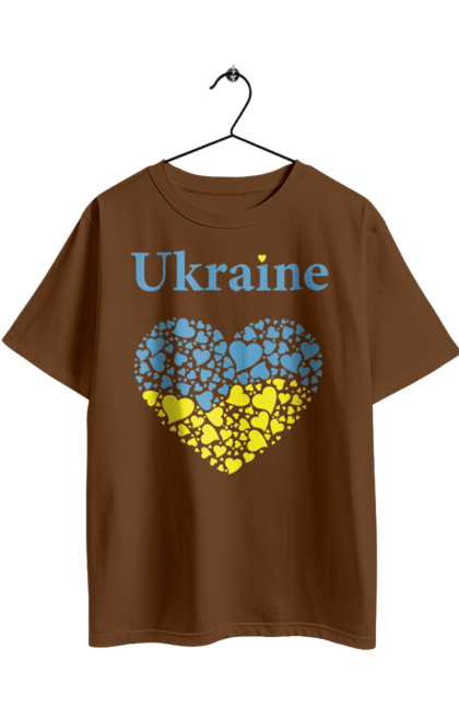 Футболка оверсайз з принтом "Ukraine Heart". Прапор, серце, україна. 2070702