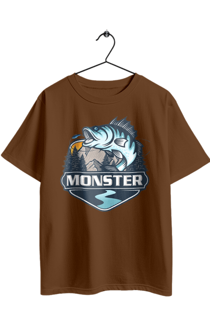 Футболка оверсайз з принтом "Рибалка". Монстер, рибак, рибалка, хоббі. 2070702