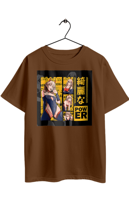 Футболка оверсайз з принтом "Людина Бензопила Пауер". Anime, chainsaw man, manga, power, аніме, демон, людина-бензопила, манга, пауер, шьонен. 2070702