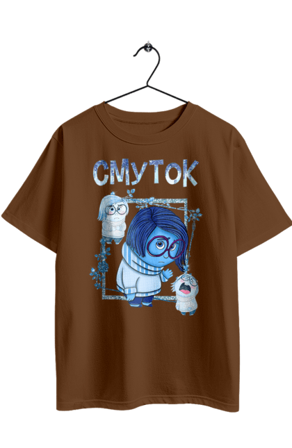 Футболка оверсайз с принтом Головоломка Грусть. Inside out, pixar, sadness, головоломка, мультфильм, печаль, эмоции. 2070702