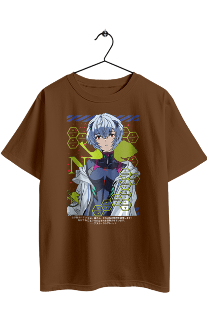 Футболка оверсайз з принтом "Євангеліон Рей". Аніме, аянамі, єва, єва 00, євангеліон, манга, меха, рей, синдзі. 2070702